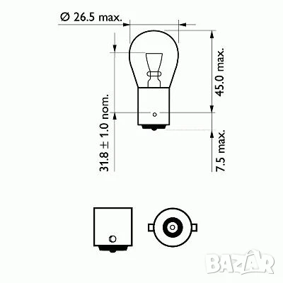 Крушка PHILIPS P21W 24V 21W BA15D № 24004CP, снимка 2 - Аксесоари и консумативи - 51169318
