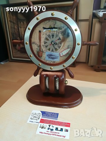 ГОЛЯМ КОРАБЕН РУЛ-АНТИКА-ЧАСОВНИК-33Х28Х12СМ, снимка 11 - Колекции - 28672376