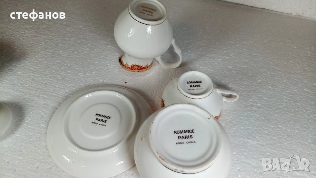 Сервиз за кафе, 5 чашки с чинийки, захарничка и каничка за мляко, снимка 10 - Чаши - 52810484
