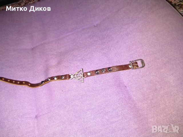 Верижка за ръка маркова естествена кожа 225 дълга х 8мм широка като нова, снимка 4 - Гривни - 43254648