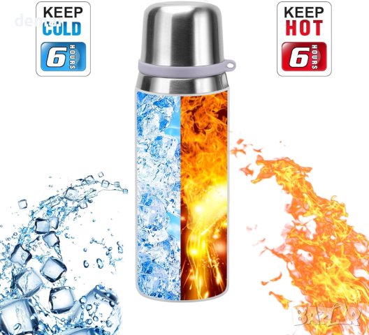 GIOGD Термоизолирана вакуумна спортна бутилка за вода от неръждаема стомана 700 мл, бяла, снимка 4 - Спортна екипировка - 43573200