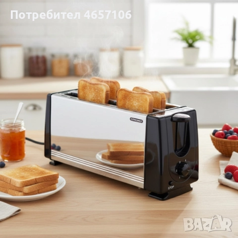 Тостер за 4 филии Termomax TX401S, 1200W, метален, снимка 2 - Тостери - 52494391