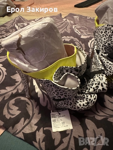 Черно зелени токчета зебраMarc Ellis, снимка 2 - Дамски обувки на ток - 51577793