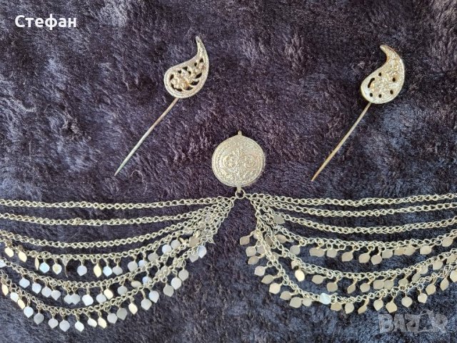 Сребърна Трепка Възрожденски Прочелник накит носия пафта, снимка 2 - Антикварни и старинни предмети - 43171809