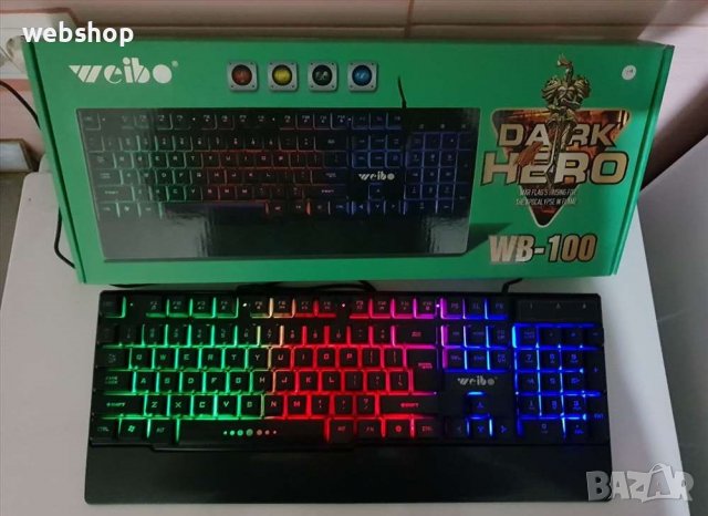 Геймърска клавиатура Weibo WB-100 Dark Hero, Черна, снимка 1