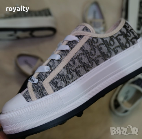 Дамски маратонки Dior Oblique - Бежаво с Тъмно Зелено, снимка 2 - Маратонки - 52423473