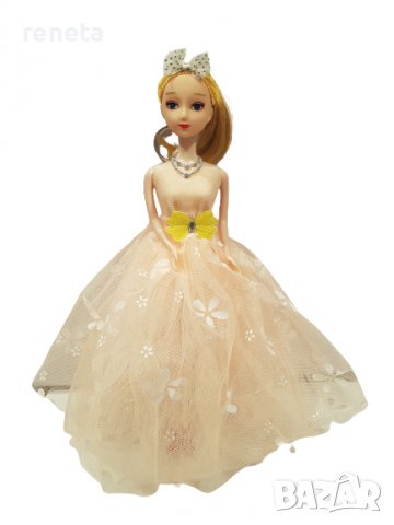 Кукла Ahelos, Принцеса, Прасковена рокля, Без кутия, 30 см., снимка 1 - Кукли - 38450732