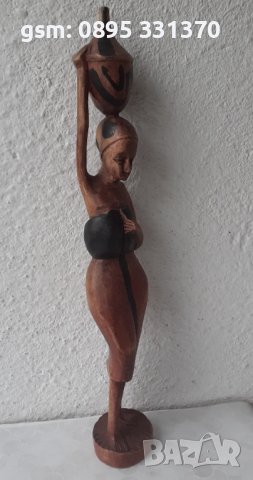висока 35 см дървена фигура, жена, дърворезба, дърво, пластика, снимка 1 - Статуетки - 39516745