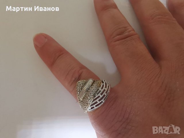 Златен пръстен бяло и жълто комбинация 3, снимка 10 - Пръстени - 33174854