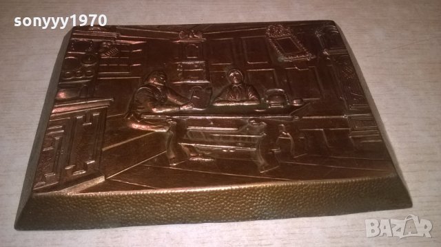 картина-мед/месинг-на масата-внос франция-26х19см, снимка 4 - Колекции - 26944534