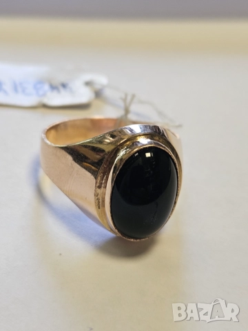 Мъжки пръстен с камък 585/14к 5.70гр, снимка 2 - Пръстени - 51499289