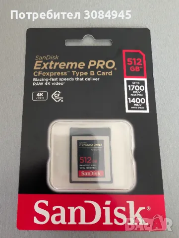 SanDisk CFexpress type B card 512GB, снимка 1 - Камери - 48754246