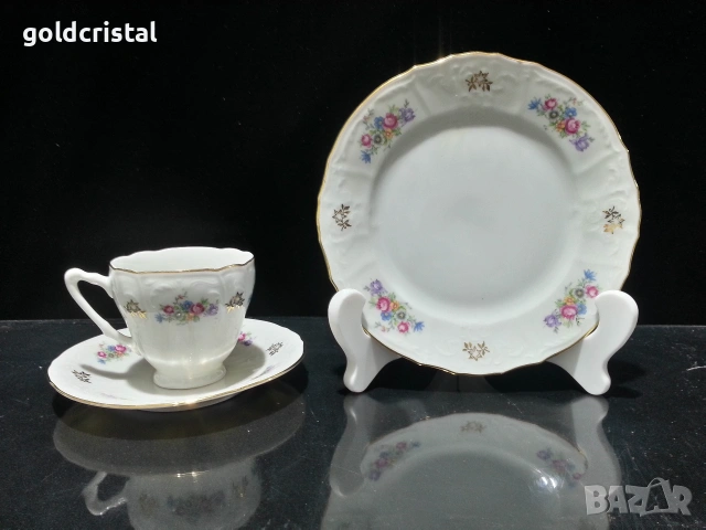 Стар порцелан Чехословакия троен сет за кафе чай, снимка 8 - Антикварни и старинни предмети - 53231813
