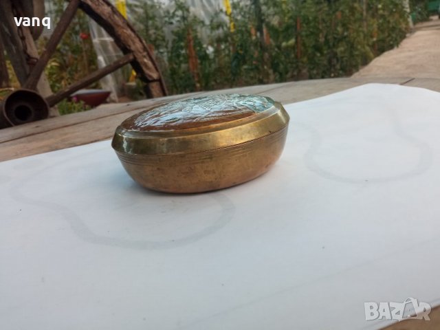 Месингова купа +емаел, снимка 5 - Антикварни и старинни предмети - 37576578