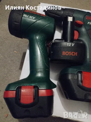 Bosch 12 v винтоверт, фенер, 4 батерии и зарядно, снимка 8 - Винтоверти - 49879856