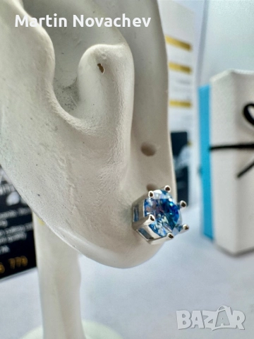 Сребърни обеци с мойсанит (Диамант) 1 карат, снимка 9 - Обеци - 51696202