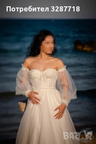 Уникална булчинска рокля и подаръци към нея (обувки, чанта и аксесоар за коса), снимка 4 - Сватбени рокли - 50315960