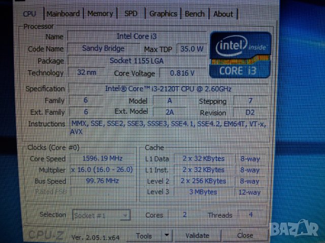 Процесор Intel® Core™ i3-2120T 2ядрa 4 нишки 2.6ghz 35W CPU lga 1155, снимка 3 - Процесори - 43200971