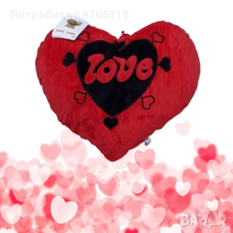 Подаръчна плюшена музикална възглавничка сърце с мелодия , 33см., снимка 2 - Романтични подаръци - 53152129