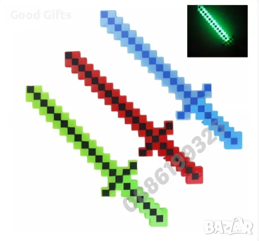 Детски светещ и музикален меч Майнкрафт, Minecraft диамантен меч, снимка 3 - Музикални играчки - 47287211