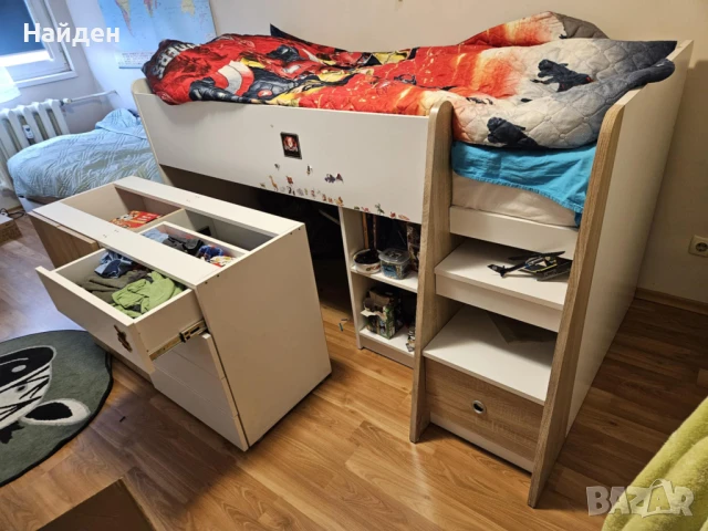 Високо легло за матрак 90/200 в отлично състояние, снимка 2 - Спални и легла - 51257710