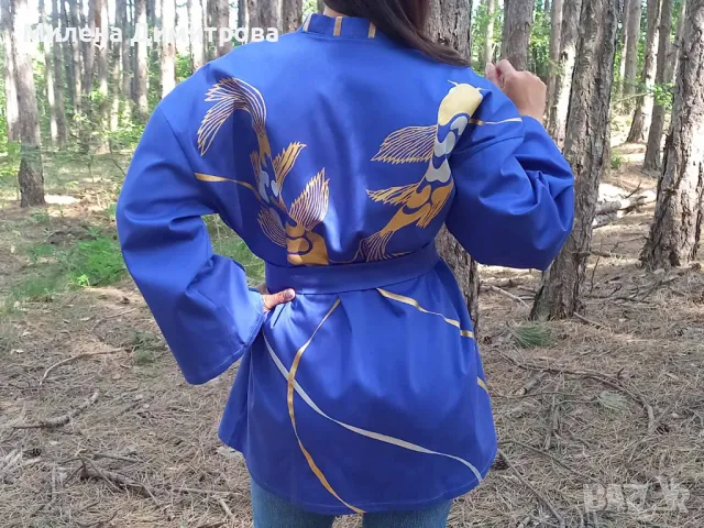 Ръчно рисувано сатенирано кимоно , снимка 11 - Сака - 48960802