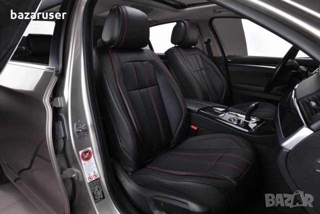 К-т Черна Кожена Тапицерия(Калъфи за Седалки) Подходящ за всички автомобили, снимка 2 - Аксесоари и консумативи - 33228540