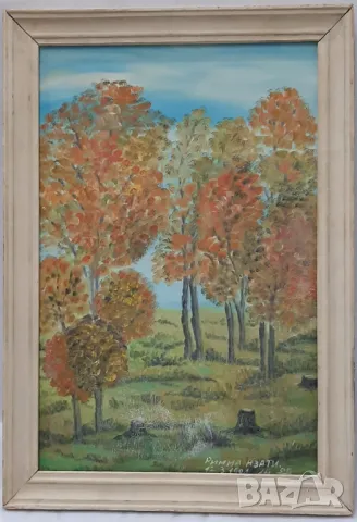 Стара авторска картина, масло върху фазер(3.3), снимка 1