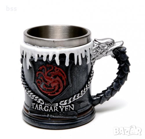 Код 91097 Стилна чаша от полирезин с релефни декорации от филма Игри на тронове - Game of Thrones, снимка 2 - Чаши - 32323706