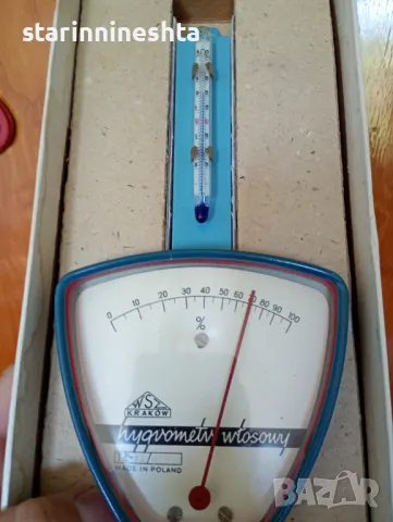 Стар метален уред - термометър и хигрометър - WSZ KRAKOW - Made in , снимка 4 - Антикварни и старинни предмети - 50139835