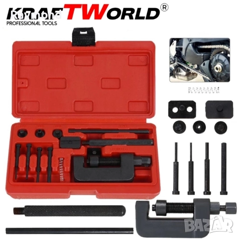 Комплект за разглобяване и занитване на вериги KraftWorld – универсален, #35–#630, снимка 4 - Други инструменти - 51465362