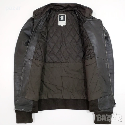 G-STAR RAW Bomber Мъжко Кожено Яке с Хастар Ватирано Бомбър S, снимка 8 - Якета - 53606373