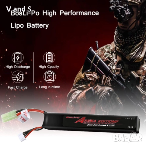 Еърсофт LiPo батерия 11.1V 3S 25C 1300mAh за еърсофт, снимка 4 - Друга електроника - 51484164