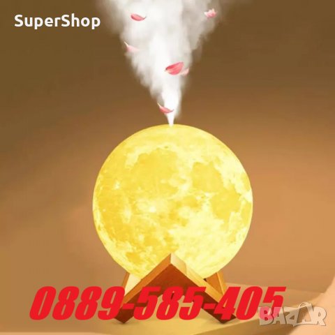 3D Арома дифузер овлажнител LED Нощна лампа Луна йонизатор на въздуха, снимка 3 - Други стоки за дома - 32552895