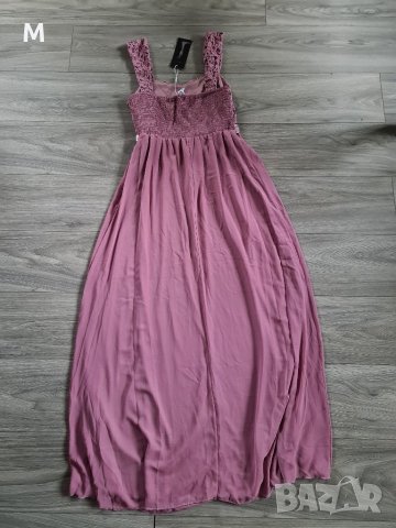 НОВА дълга рокля в цвят- пепел от рози с красива дантела на намаление , снимка 3 - Рокли - 42934316