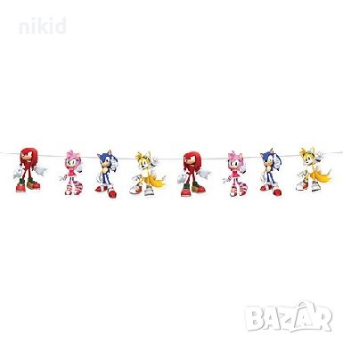 Соник Sonic картонен банер гирлянд украса парти рожден ден