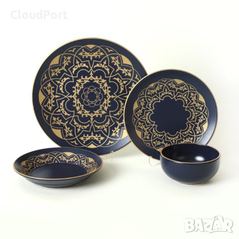 ПЪЛЕН СЕРВИЗ ЗА МАСА, KERAMIKA, GOLD, 24 ЧАСТИ, КЕРАМИКА, ЖЪЛТО/ СИН, снимка 12 - Сервизи - 43582732