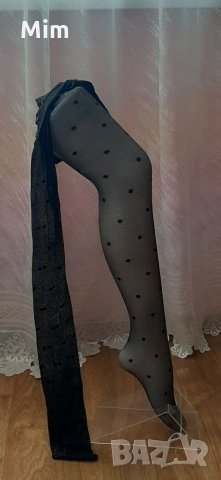М Златист брокатен чорапогащник с точки , снимка 2 - Бельо - 34884382