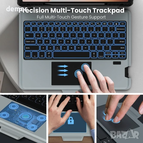 Калъф с клавиатура Nillkin за Samsung Galaxy Tab S9+, подсветка/тъчпад, снимка 7 - Калъфи, кейсове - 50913632