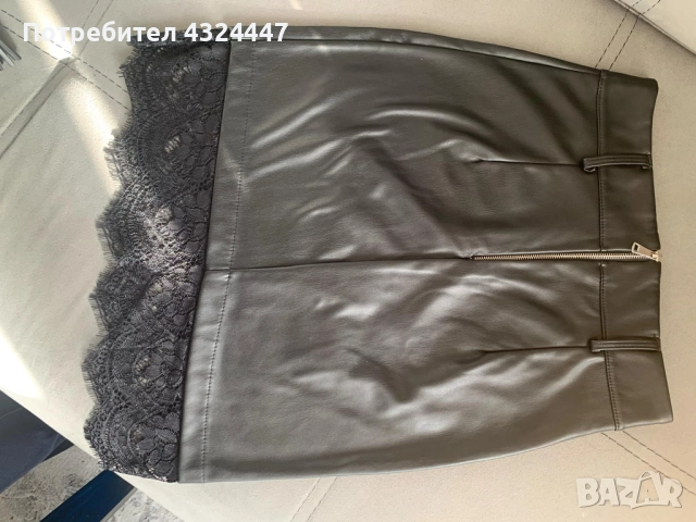 Дамска елегантна кожена пола размер S, снимка 3 - Поли - 52447720