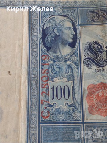 Райх банкнота 100 марки 1910г. Германия рядка за колекционери 28291, снимка 4 - Нумизматика и бонистика - 37144515