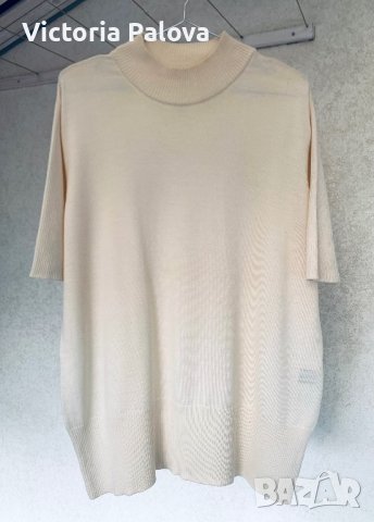 Блуза екрю полуполо 100% гладък меринос, снимка 2 - Блузи с дълъг ръкав и пуловери - 43829457