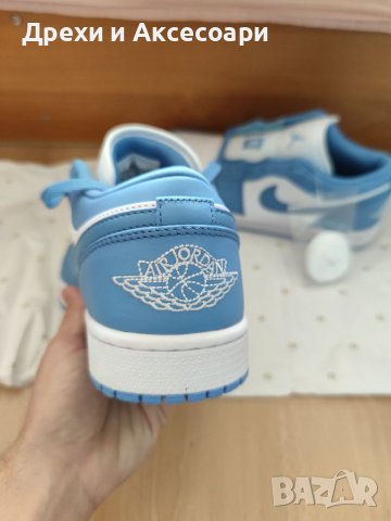 Nike Air Jordan 1 Low Blue unc university blue white обувки Маратонки Кецове номер 43 размер, снимка 7 - Маратонки - 37561071