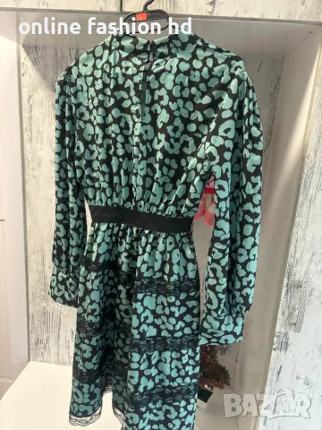 Дамска рокля с дантела и ластик на талията