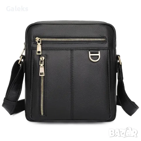 Премиум/Елегантна, просторна мъжка лятна чанта. Черна естест. кожа!, снимка 2 - Чанти - 50802307