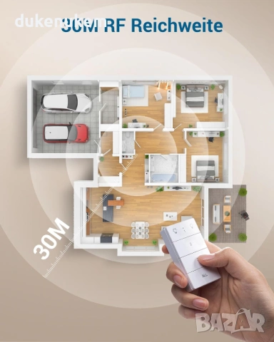 2 броя Безжични контакти с дистанционно + стенен бутон, 3680W, 30м, снимка 4 - Друга електроника - 53074512