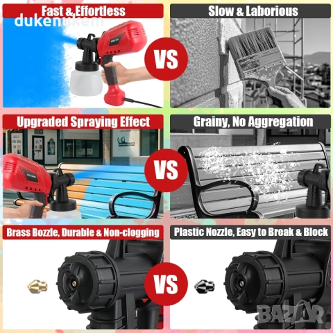 Електрически пистолет за боядисване 700W, 1200 мл, 4 медни дюзи, снимка 5 - Други инструменти - 52721909