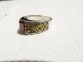 стар мъжки сребърен пръстен с червен камък и тугра, турски пръстен османски пръстен сребро, снимка 4