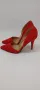 Дамски обувки на висок ток и чанта, червен велур., снимка 18