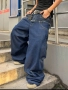 Нови baggy Casual Loose Fit Jeans дънки панталони карго двойни черно сини дизайн размер 34, снимка 2